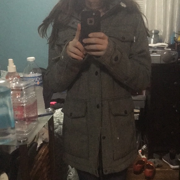 EMPYRE Zumiez Unisex gray trench coat Jacket - Picture 3 of 5